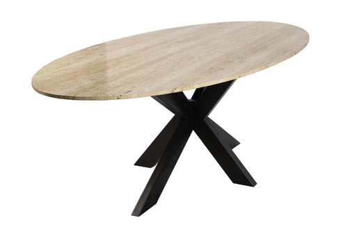 Ava Beige Oval Marble Top 6 Seater Dining Table